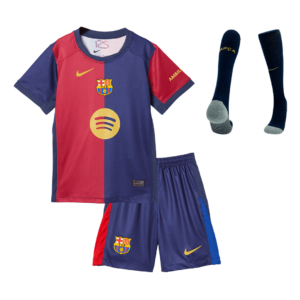 Barcelona Home Kids Soccer Jerseys Full Kit 2024/25-Spotify Logo Without Text